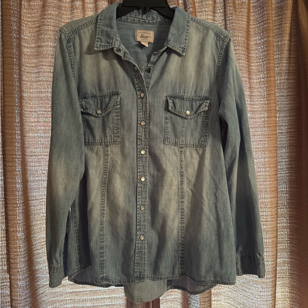 Womens Bass XL Denim Button-Up Shirt